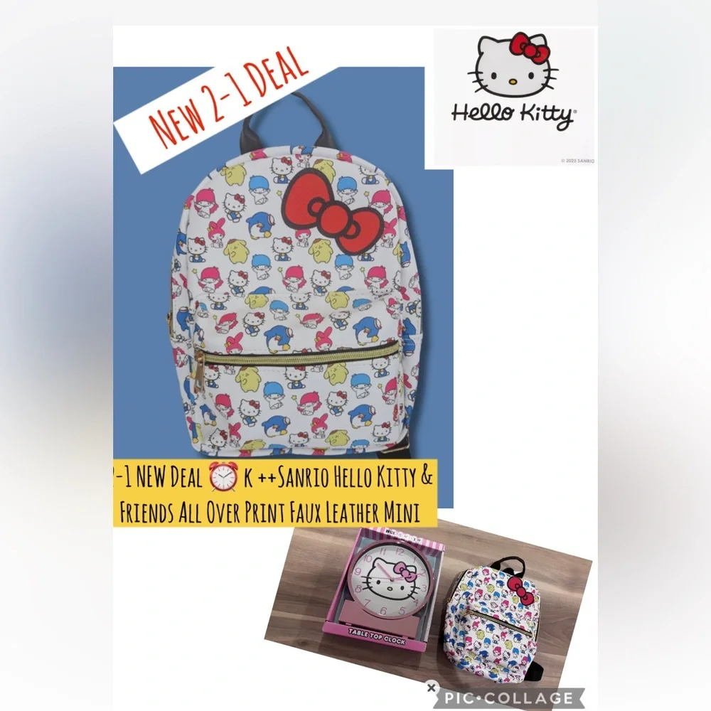 2-1 NEW Sanrio Hello Kitty & Friends backpack Mini ++Kitty desk clock